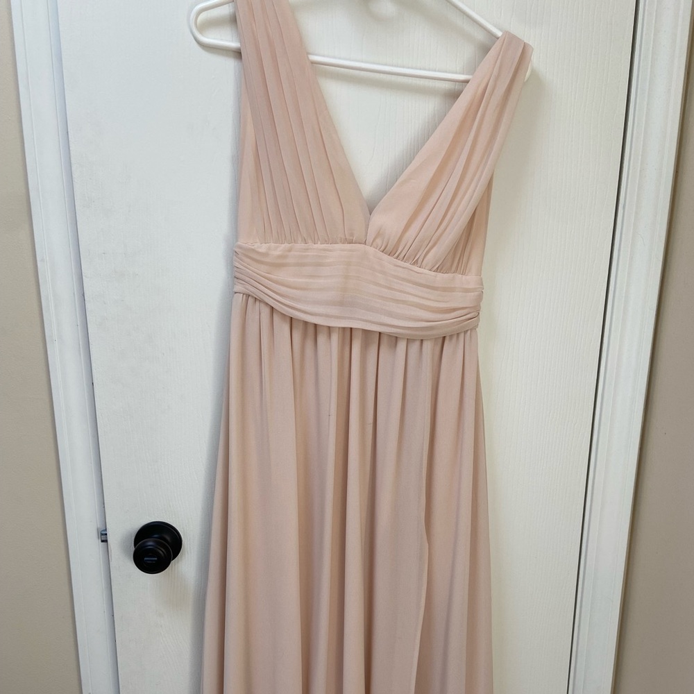 Lulu’s champagne floor length dress